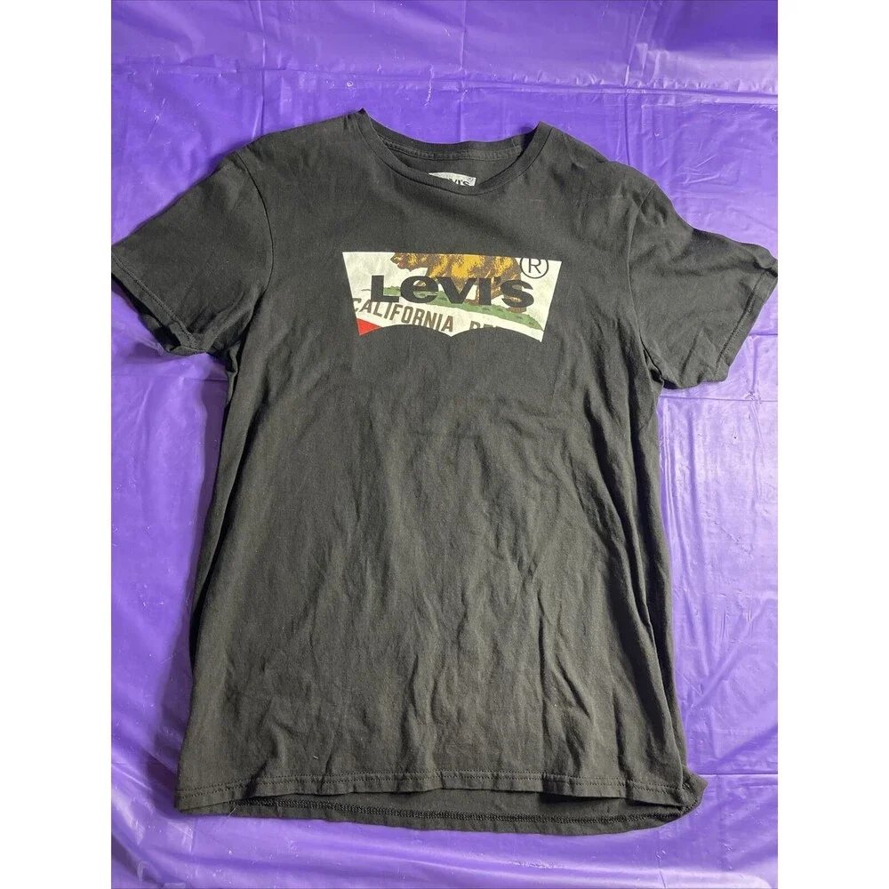 Levi's Mens Black California‎ Flag Logo T-Shirt Size M